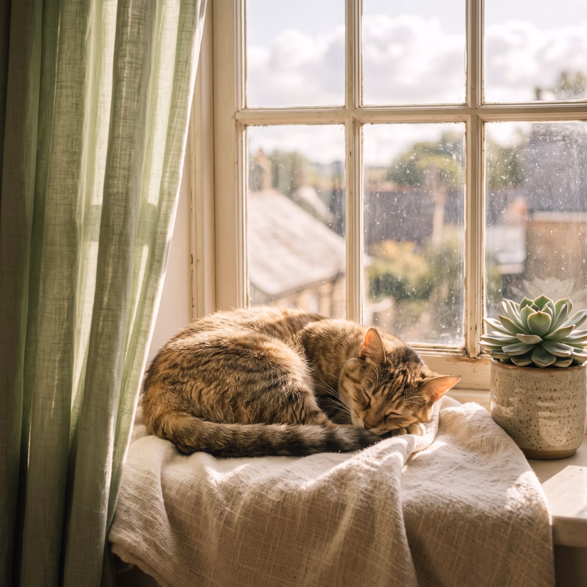 Gato de apoyo emocional descansando en el hogar